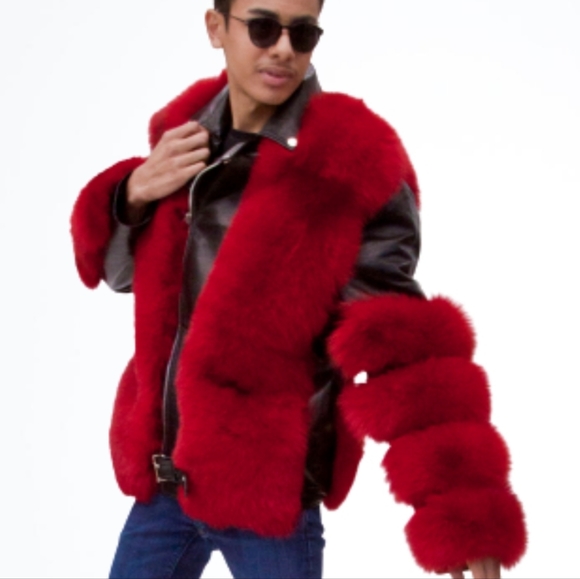 A.J. Ugent Furs Other - Fox Fur and Lamb Leather Moto Jacket